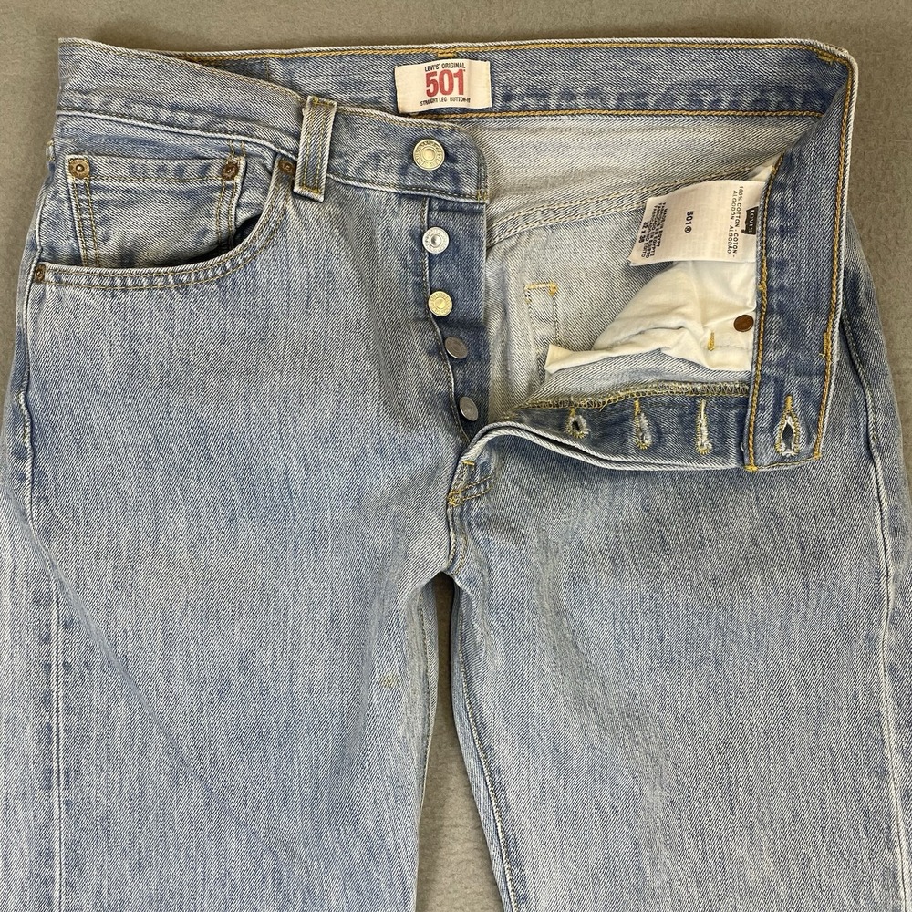 Levis 501 Jeans Mens 32x36 Blue Medium Wash Straight Leg Button Fly Modern